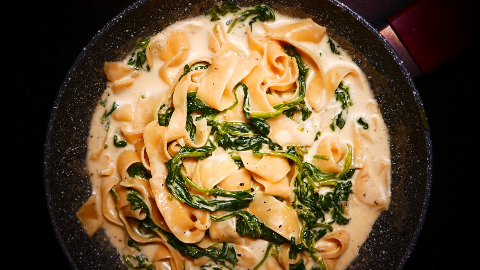 Pappardelle with Spinach in a Grana Cream Sauce