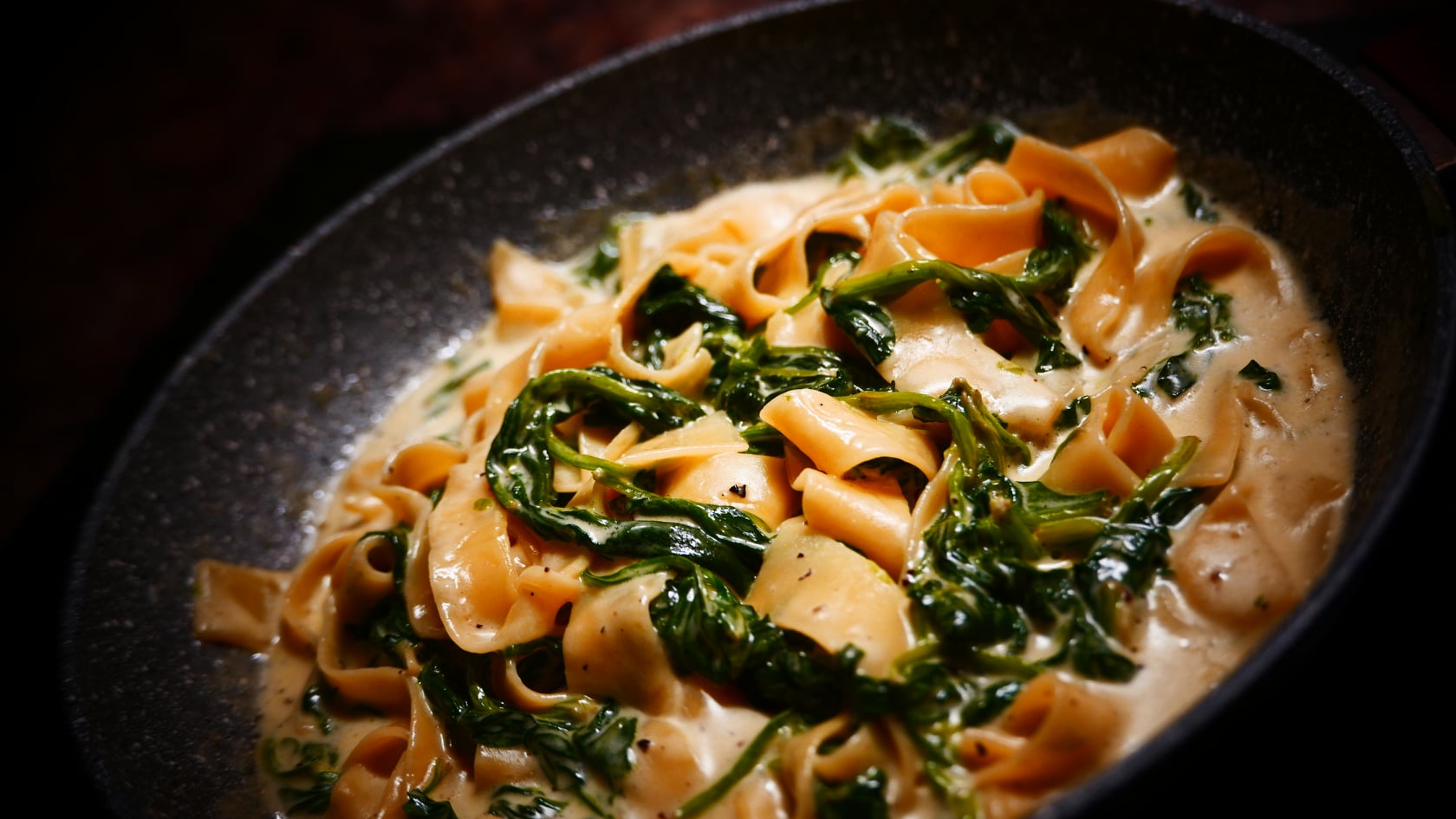 Pappardelle with Spinach in a Grana and Cream Sauce