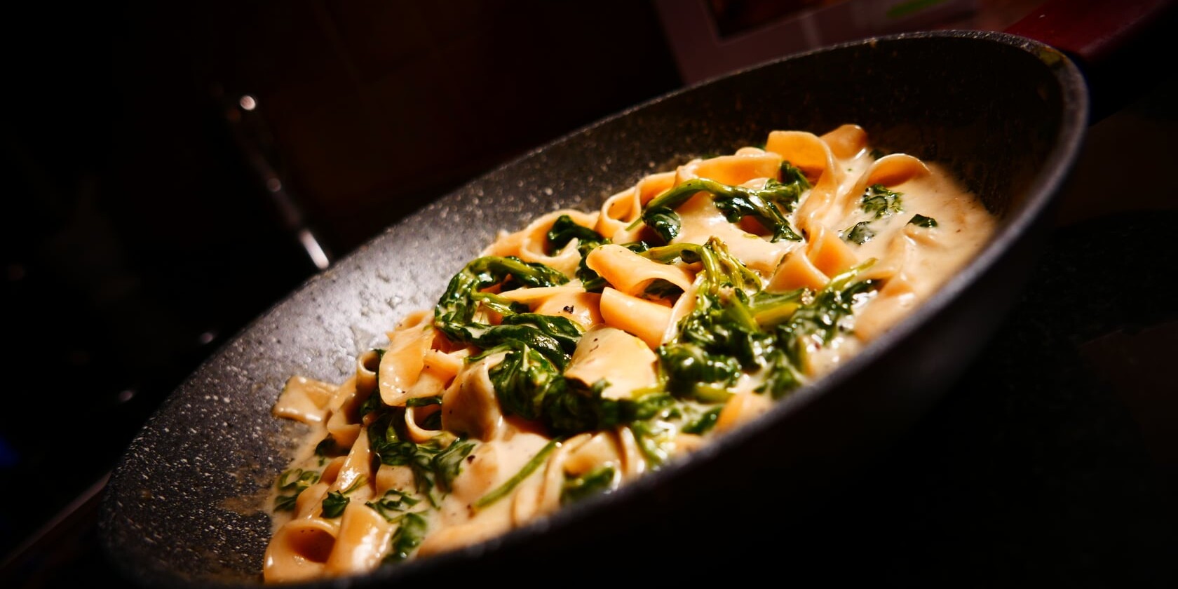 Pappardelle with Spinach in a Grana and Nutmeg Cream Sauce