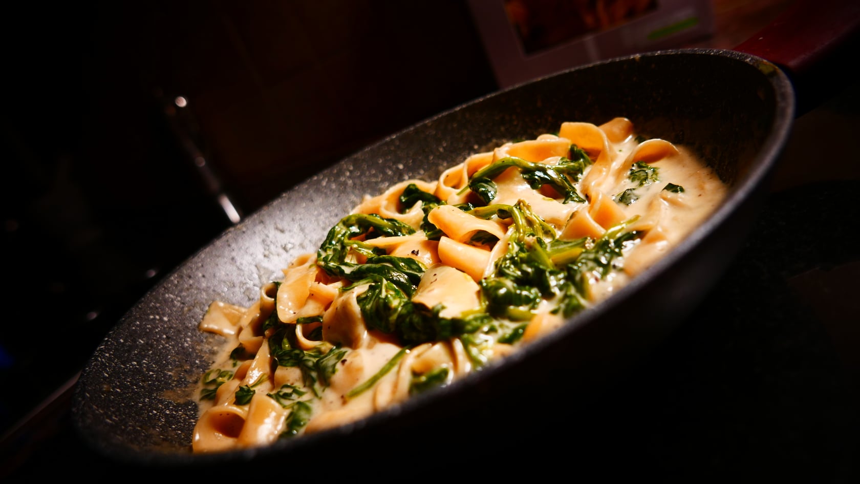 Pappardelle with Spinach in a Grana and Nutmeg Cream Sauce